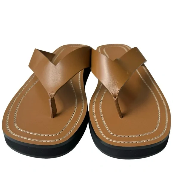 SOLD The Row Ginza Flip Flop Sandals Tan Leather - Picture 6 of 11